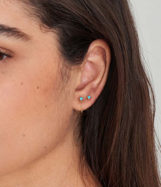 Ania Haie  Turquoise Chain Drop Stud Earrings Gold